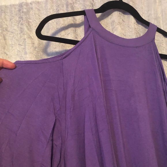 Lavender Purple Cold Shoulder 3/4 Blouson Sleeve Plus Tunic, Size 5X - Picture 4 of 5